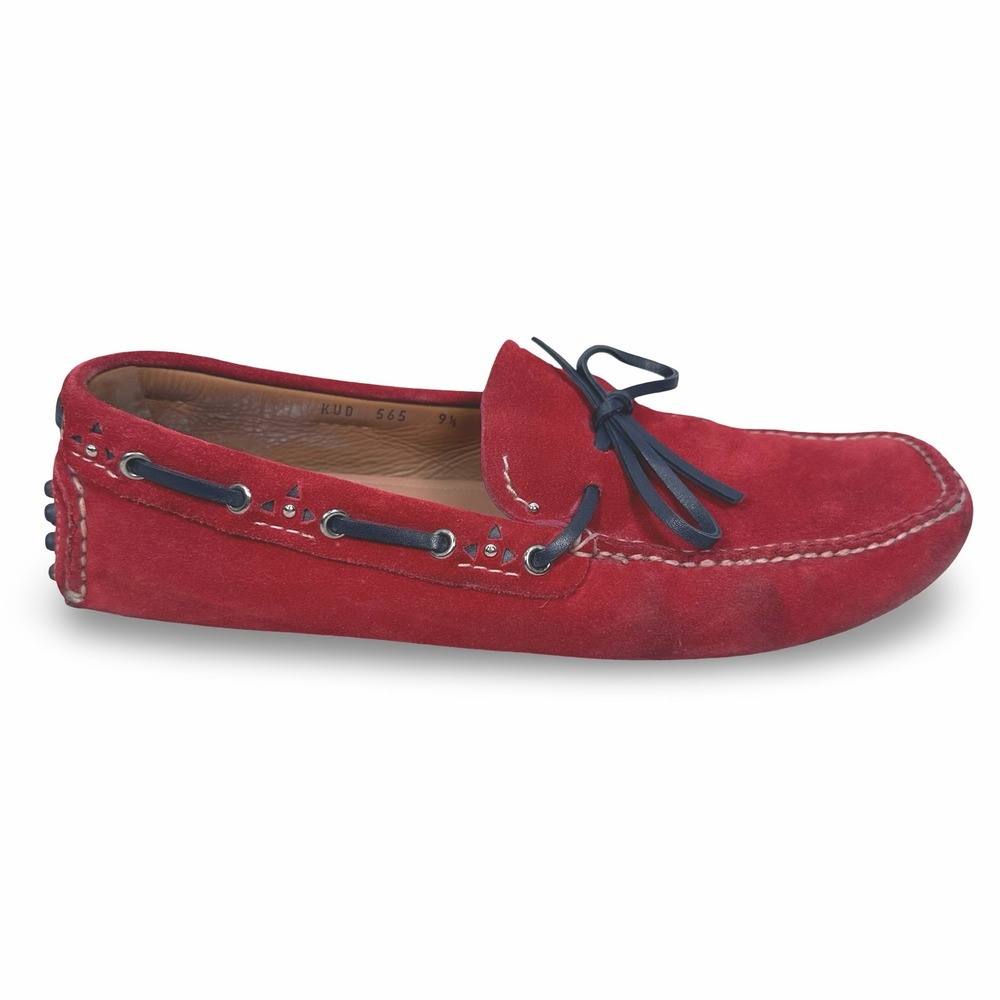 The Original Car Shoe Mens Red Suede Driving Loafers Italy KUD 565 Size 9.5